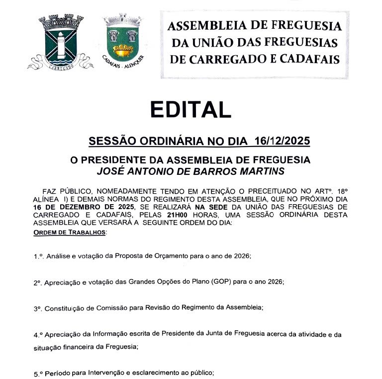 Sessão Ordinária no dia 16 de Dezembro